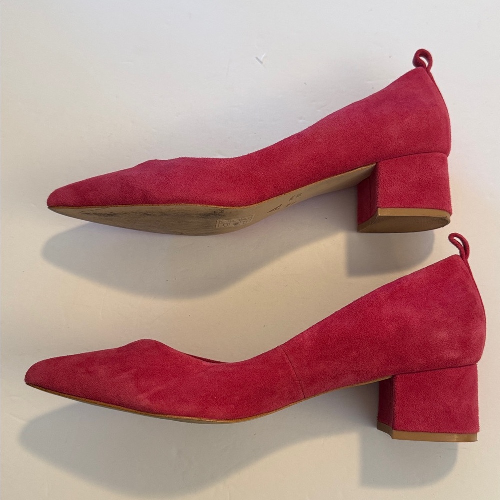 Anthropologie Pink Suede Block Heel Pumps - Picture 3 of 5
